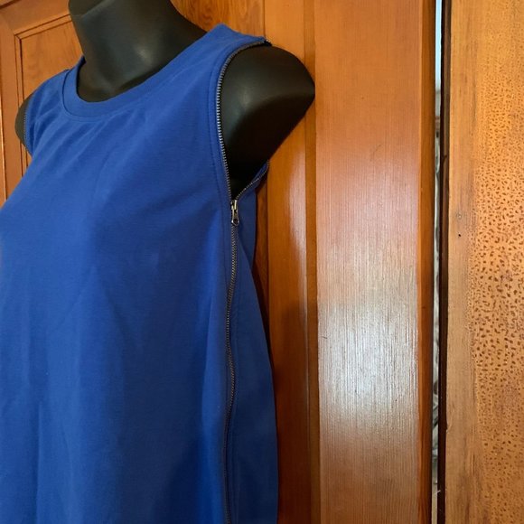 Sundays Two Blue Double Side Zipper Sweatshirt Mini Dress or Long Tunic - Picture 13 of 13